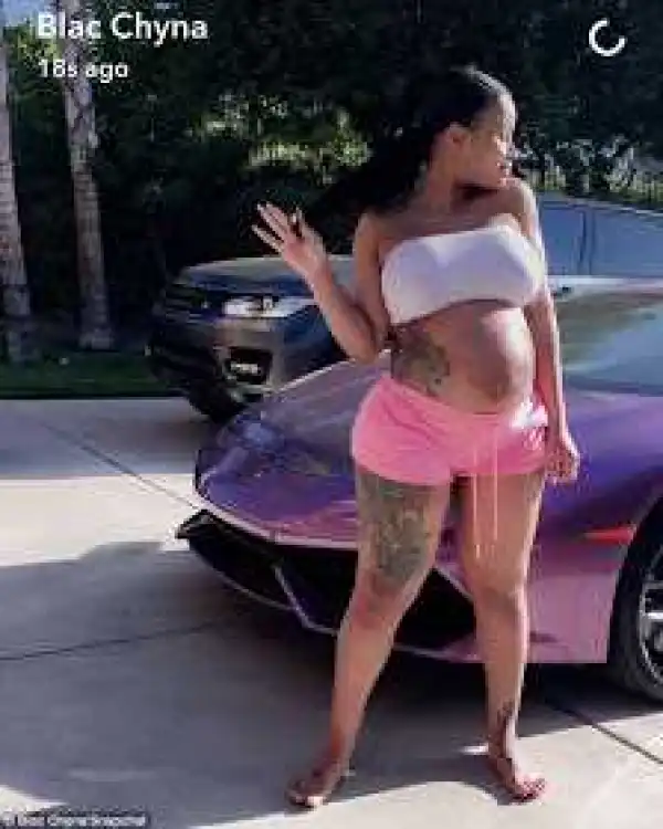 Blac Chyna shows off her baby bump in a Snapchat video.